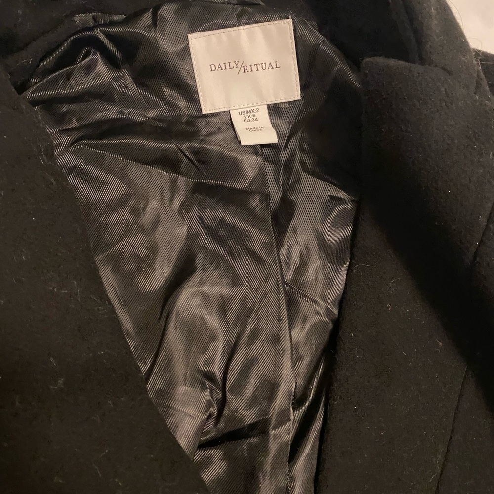 Daily Ritual Black Overcoat - Picture 6 of 7